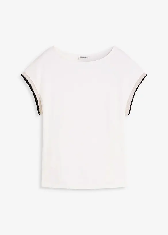 Shirt aus reiner Baumwolle in weiß von vorne - bonprix