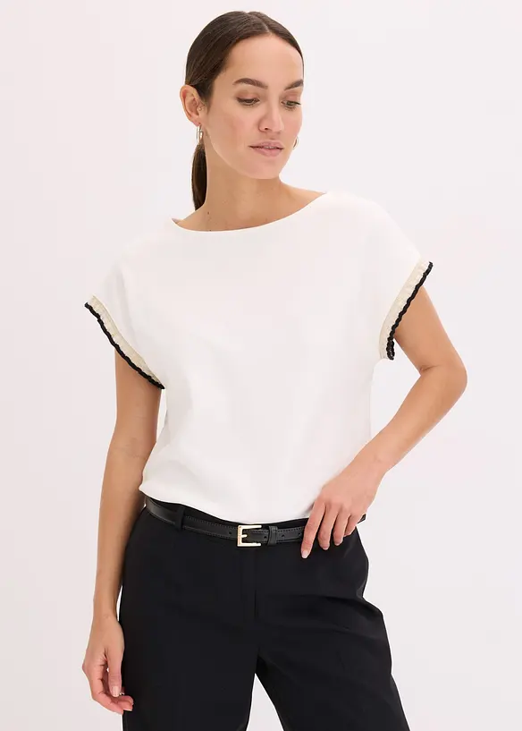 Shirt aus reiner Baumwolle in weiß von vorne (im Anschnitt) - bonprix
