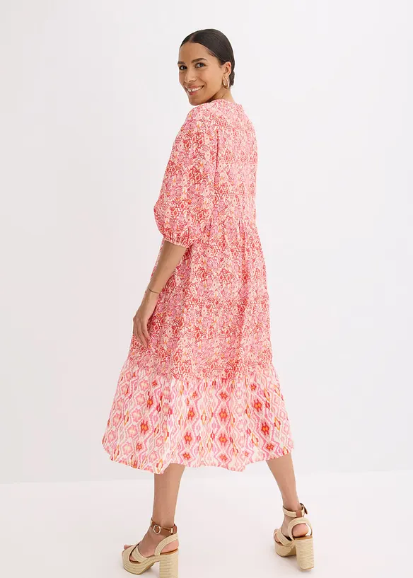 Midikleid aus leichter Baumwolle in rot von hinten (Totalaufnahme) - bonprix Midikleid aus leichter Baumwolle in rot von hinten (Totalaufnahme) - bonprix