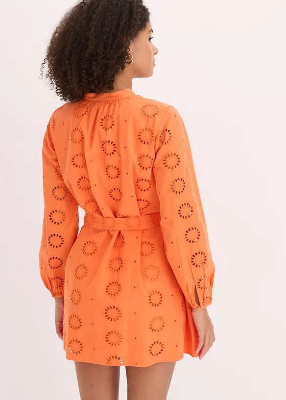 Blusenkleid aus reiner Bio-Baumwolle in orange von hinten (Totalaufnahme) - bonprix