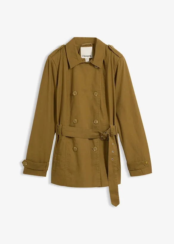 Kurzer Trenchcoat in grün von vorne - bonprix