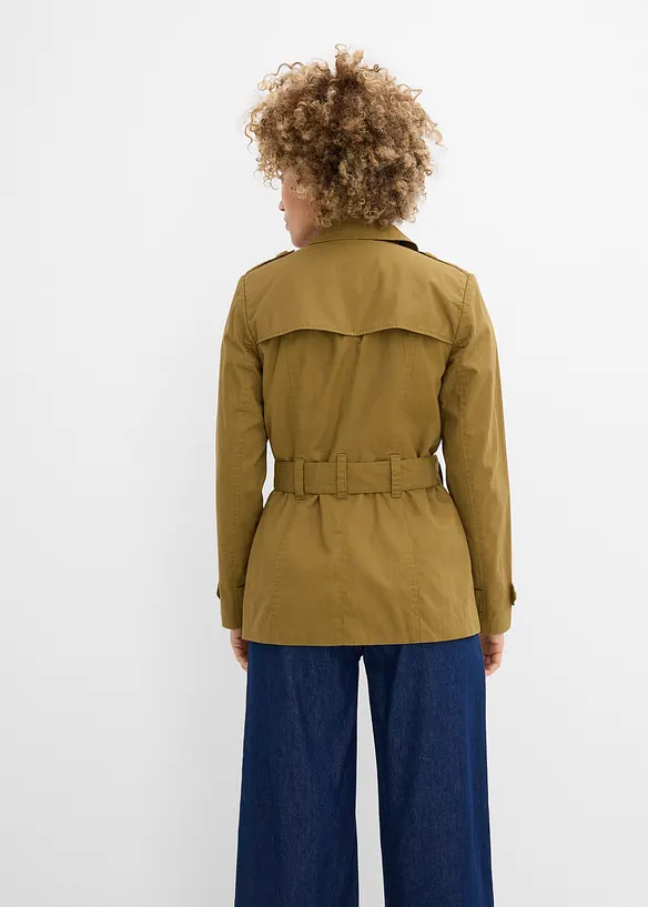 Kurzer Trenchcoat in grün von hinten (Totalaufnahme) - bonprix