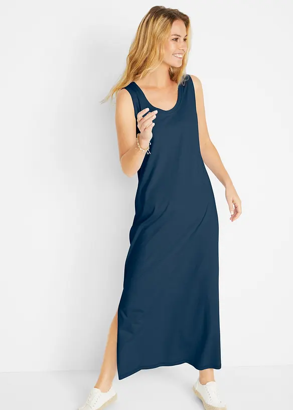 Figurbetontes Jerseykleid in blau von vorne (Totalaufnahme) - bonprix Figurbetontes Jerseykleid in blau von vorne (Totalaufnahme) - bonprix