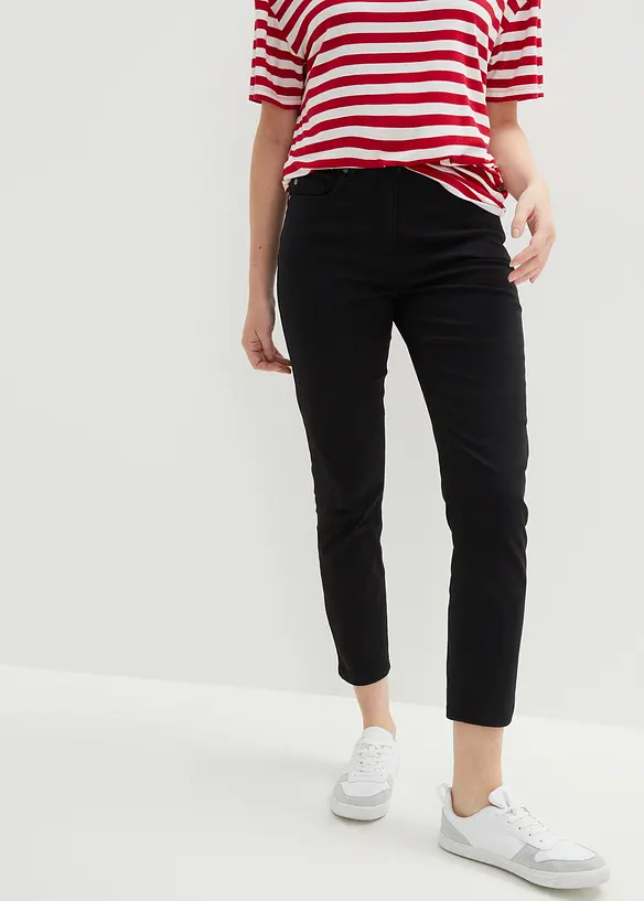 7/8-Hose aus elatischem Baumwoll-Mix in schwarz von vorne - bonprix