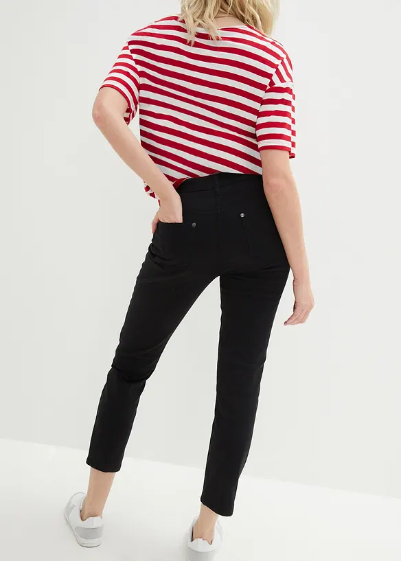 7/8-Hose aus elatischem Baumwoll-Mix in schwarz von hinten - bonprix