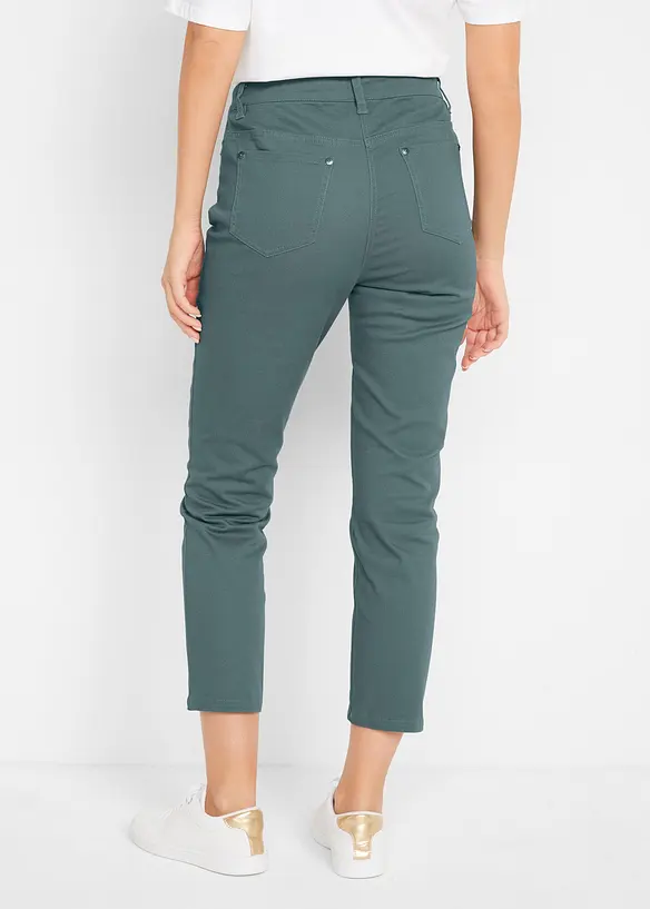 7/8-Hose aus elatischem Baumwoll-Mix in grün von hinten - bonprix