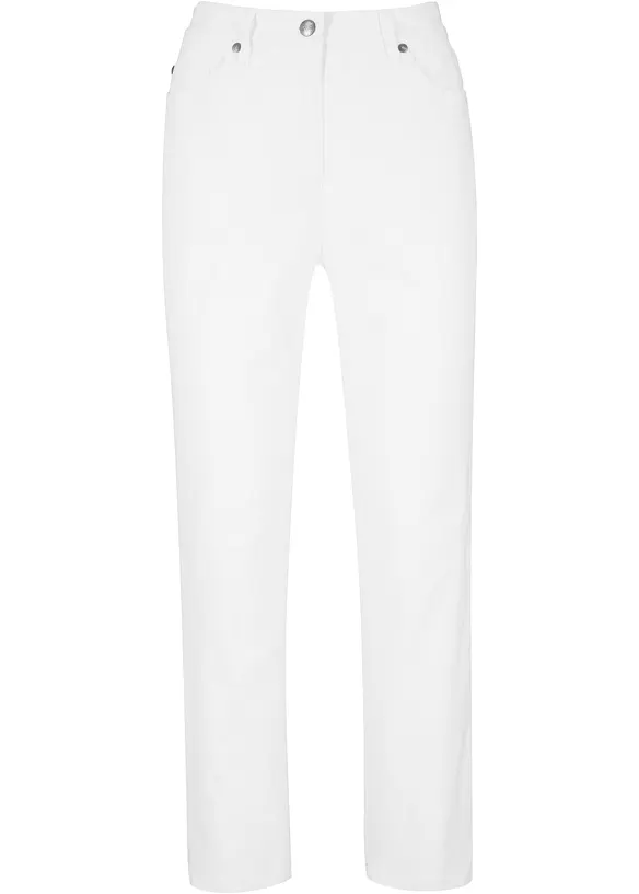7/8-Hose aus elatischem Baumwoll-Mix in weiß von vorne - bonprix