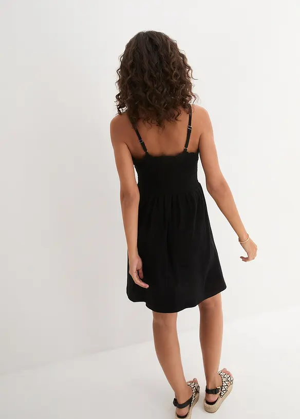 Jerseykleid aus reiner Bio-Baumwolle in schwarz von hinten (Totalaufnahme) - bonprix