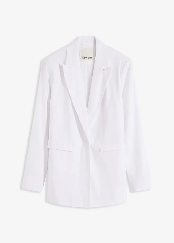 Leinen-Blazer in weiß von vorne - bonprix