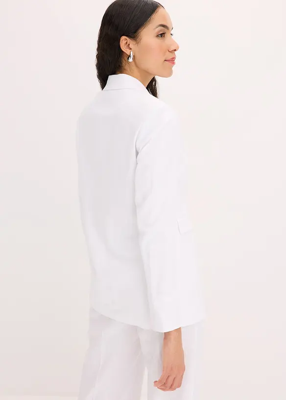 Leinen-Blazer in weiß von hinten (im Anschnitt) - bonprix