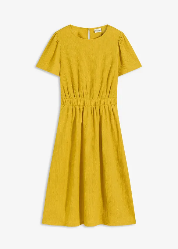 Ausgestelltes Jerseykleid in gelb von vorne - bonprix