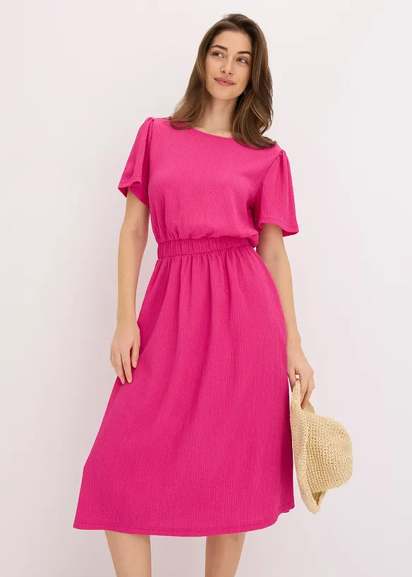 Ausgestelltes Jerseykleid in pink von vorne (Totalaufnahme) - bonprix Ausgestelltes Jerseykleid in pink von vorne (Totalaufnahme) - bonprix