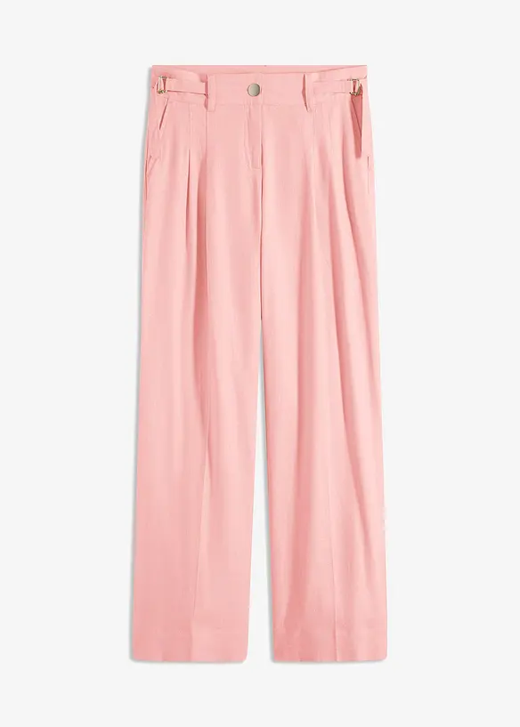 Palazzo-Hose aus leichtem Leinen-Mix in rosa von vorne - bonprix