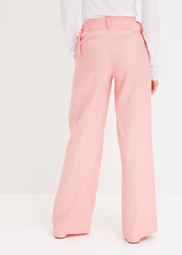 Palazzo-Hose aus leichtem Leinen-Mix in rosa von hinten - bonprix