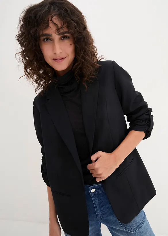 Oversize Blazer in schwarz von vorne (im Anschnitt) - bonprix