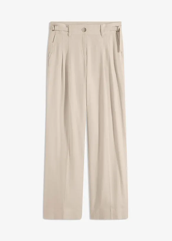 Palazzo-Hose aus leichtem Leinen-Mix in beige von vorne - bonprix