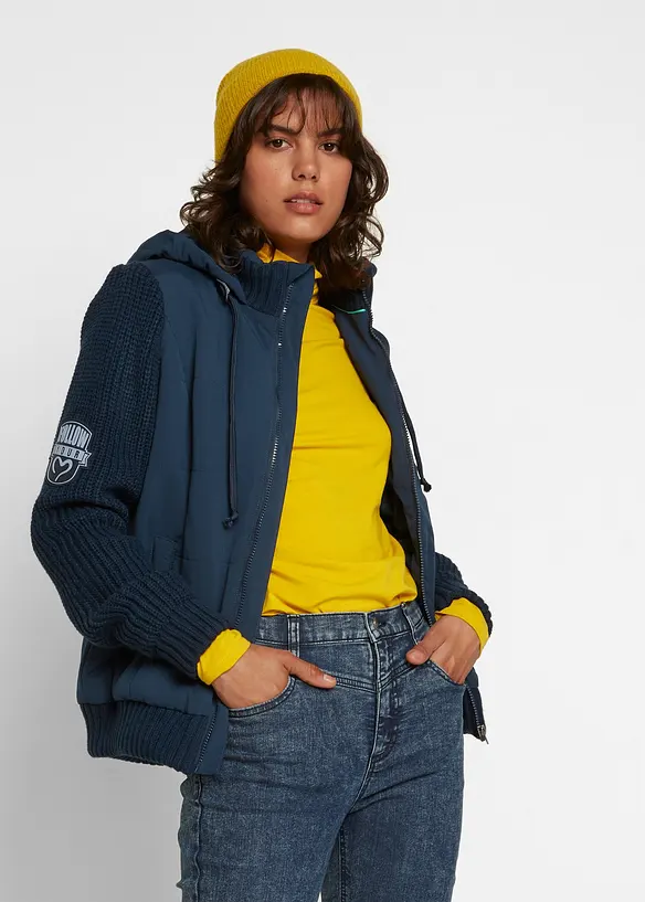 Übergangsjacke in blau von vorne (im Anschnitt) - bonprix