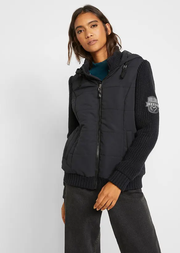 Übergangsjacke in schwarz von vorne (im Anschnitt) - bonprix