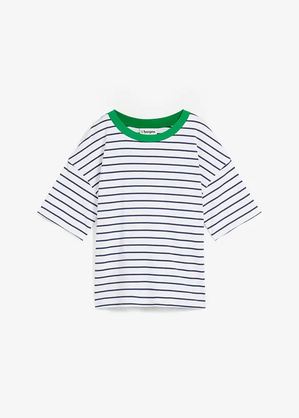 Oversize-T-Shirt aus schwerer Bio-Baumwolle in weiß von vorne - bonprix