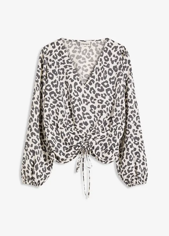 Bluse mit Raffung in weiß von vorne - bonprix