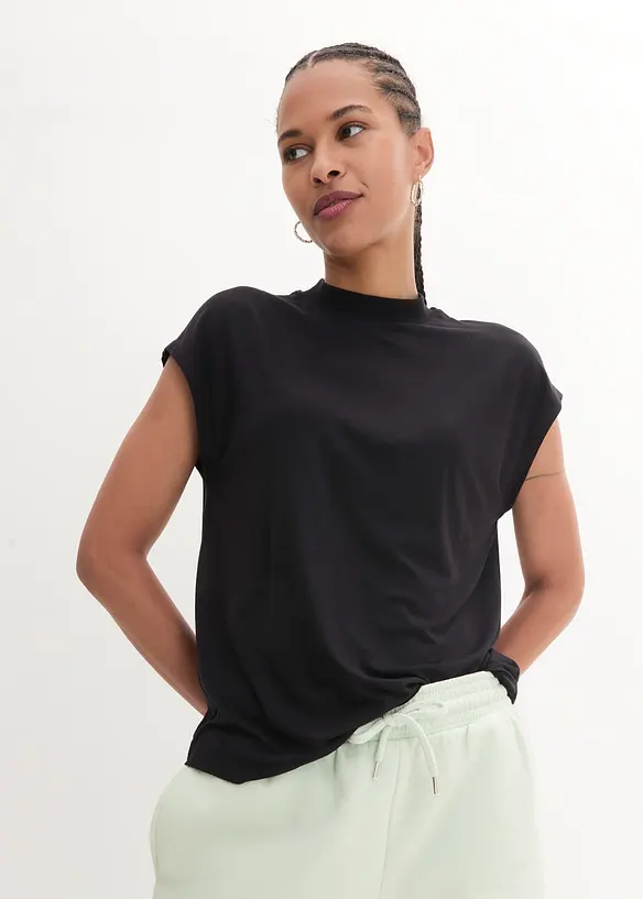T-Shirt aus softer Viskose in schwarz von vorne (im Anschnitt) - bonprix T-Shirt aus softer Viskose in schwarz von vorne (im Anschnitt) - bonprix