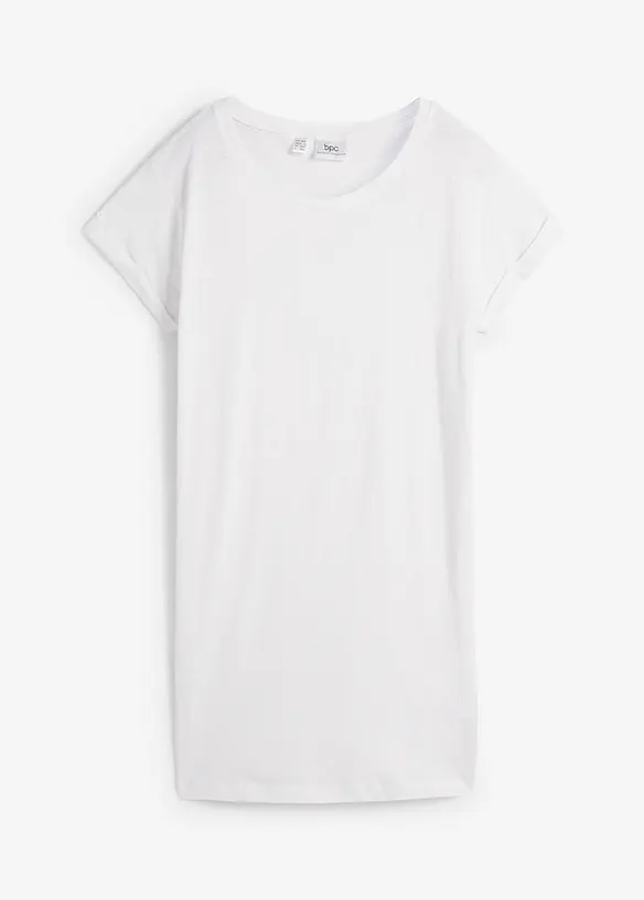 Boxy-Longshirt mit kurzen Ärmeln in weiß von vorne - bonprix Boxy-Longshirt mit kurzen Ärmeln in weiß von vorne - bonprix