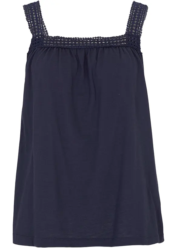 Lockeres Top aus reiner Baumwolle in blau von vorne - bonprix Lockeres Top aus reiner Baumwolle in blau von vorne - bonprix