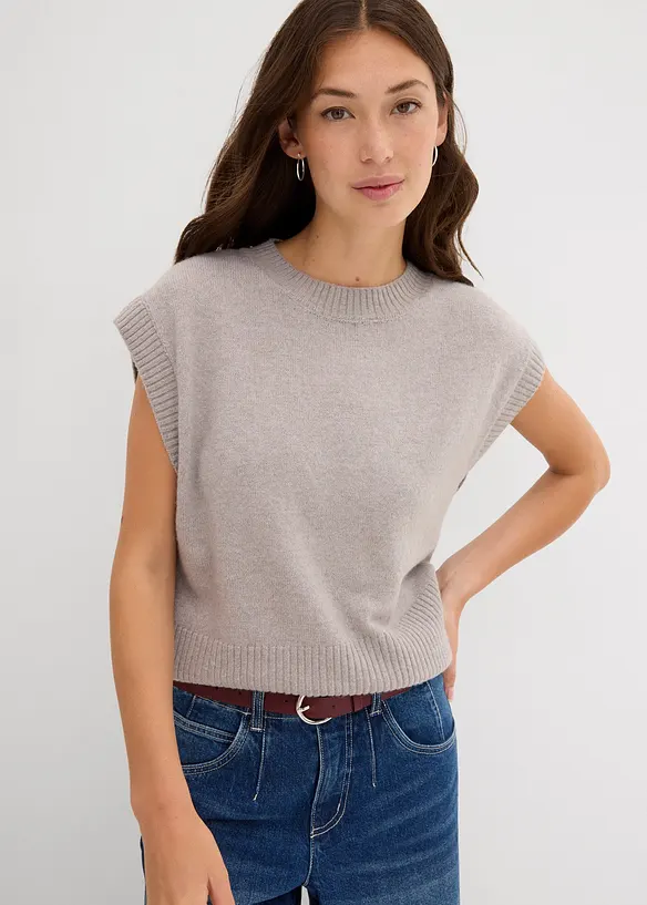 Oversized Pullunder in grau von vorne (im Anschnitt) - bonprix