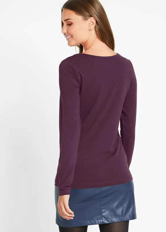 Figurbetontes Langarmshirt in lila von hinten (im Anschnitt) - bonprix