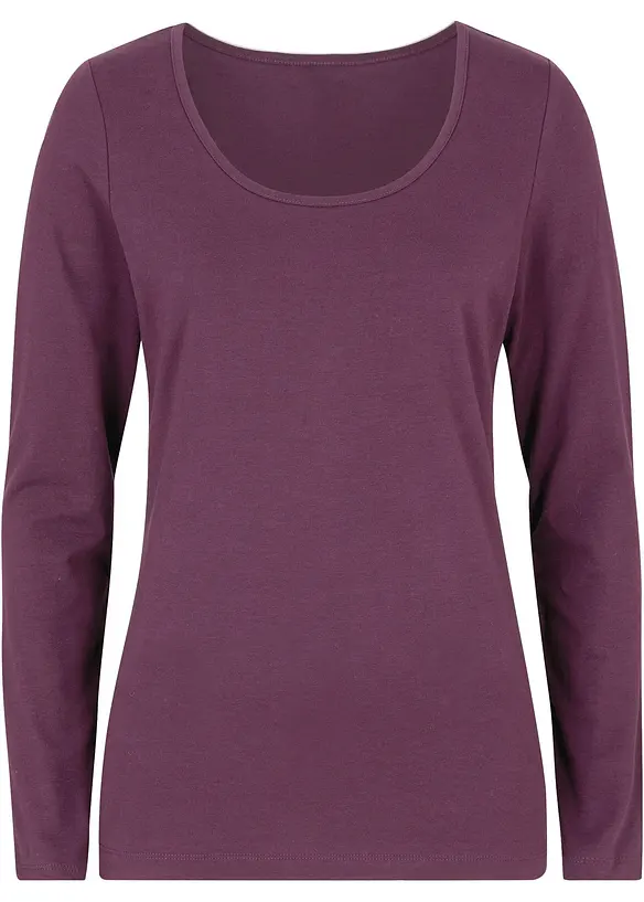 Figurbetontes Langarmshirt in lila von vorne - bonprix