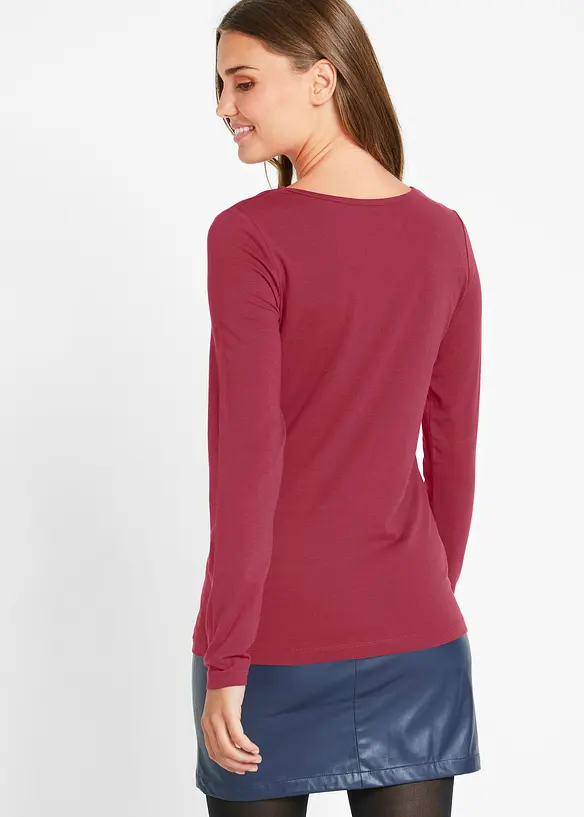 Figurbetontes Langarmshirt in rot von hinten (im Anschnitt) - bonprix Figurbetontes Langarmshirt in rot von hinten (im Anschnitt) - bonprix