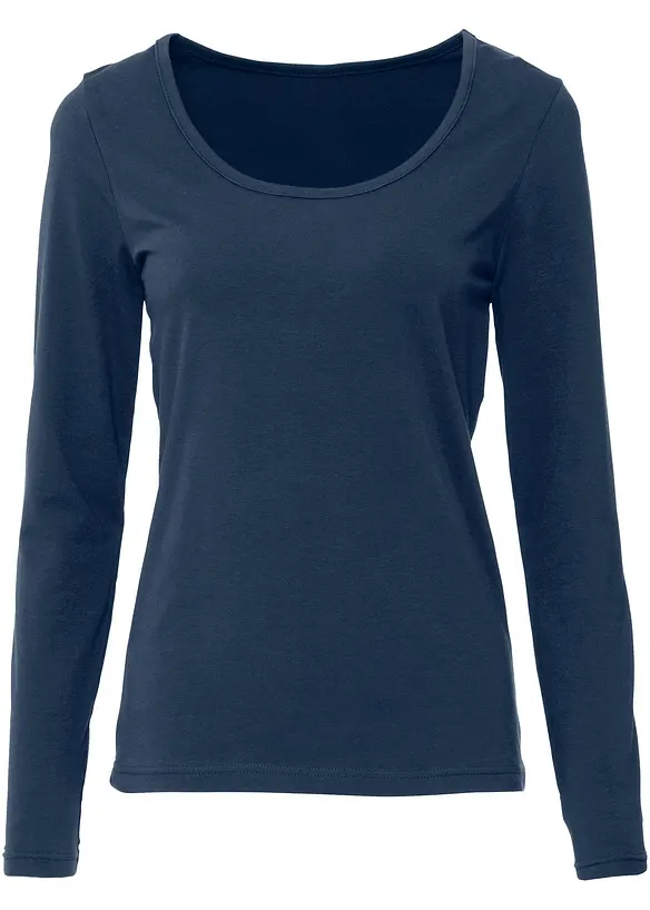 Figurbetontes Langarmshirt in blau - bonprix Figurbetontes Langarmshirt in blau - bonprix
