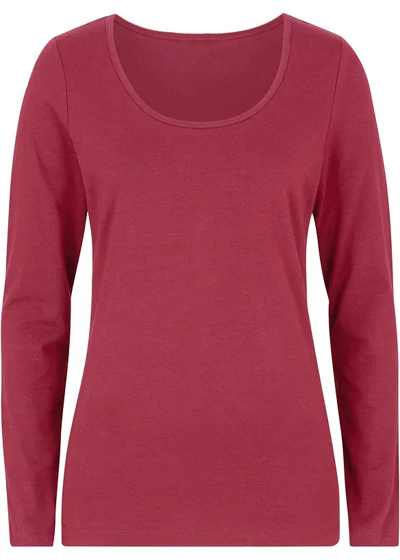 Figurbetontes Langarmshirt in rot von vorne - bonprix Figurbetontes Langarmshirt in rot von vorne - bonprix