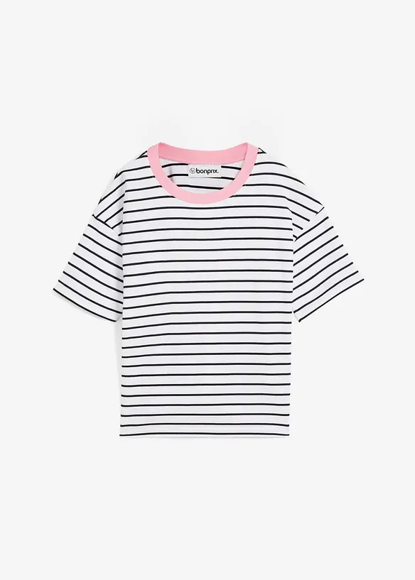 Oversize-T-Shirt aus schwerer Bio-Baumwolle in weiß von vorne - bonprix