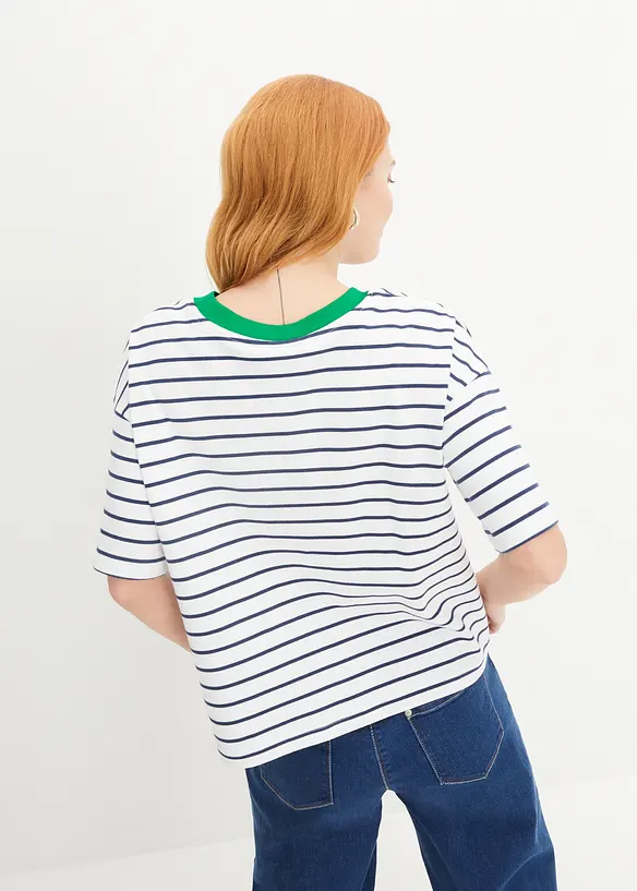Oversize-T-Shirt aus schwerer Bio-Baumwolle in weiß von hinten (im Anschnitt) - bonprix