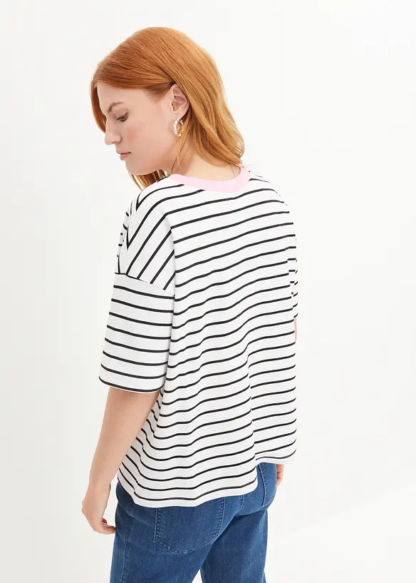 Oversize-T-Shirt aus schwerer Bio-Baumwolle in weiß von hinten (im Anschnitt) - bonprix