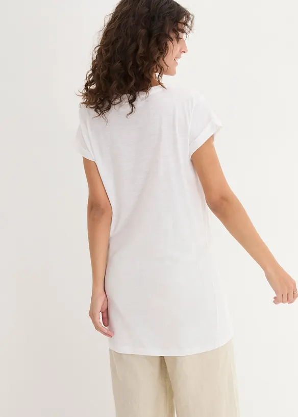 Boxy-Longshirt mit kurzen Ärmeln in weiß von hinten (im Anschnitt) - bonprix Boxy-Longshirt mit kurzen Ärmeln in weiß von hinten (im Anschnitt) - bonprix