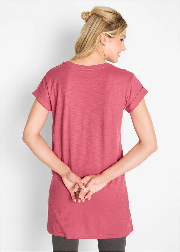 Boxy-Longshirt mit kurzen Ärmeln in pink von hinten (im Anschnitt) - bonprix Boxy-Longshirt mit kurzen Ärmeln in pink von hinten (im Anschnitt) - bonprix