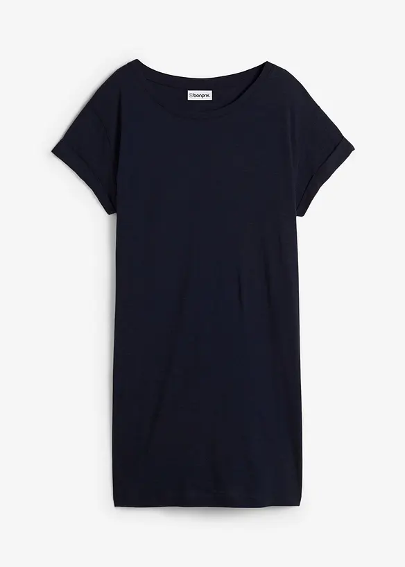 Boxy-Longshirt mit kurzen Ärmeln in blau von vorne - bonprix Boxy-Longshirt mit kurzen Ärmeln in blau von vorne - bonprix