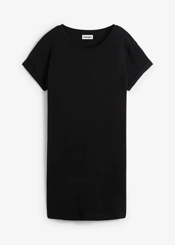Boxy-Longshirt mit kurzen Ärmeln in schwarz von vorne - bonprix Boxy-Longshirt mit kurzen Ärmeln in schwarz von vorne - bonprix