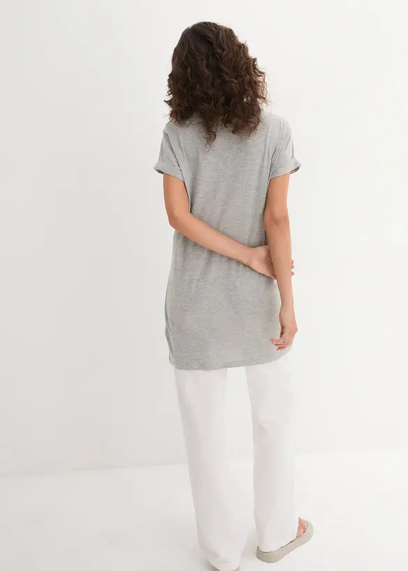 Boxy-Longshirt mit kurzen Ärmeln in grau von hinten (im Anschnitt) - bonprix Boxy-Longshirt mit kurzen Ärmeln in grau von hinten (im Anschnitt) - bonprix