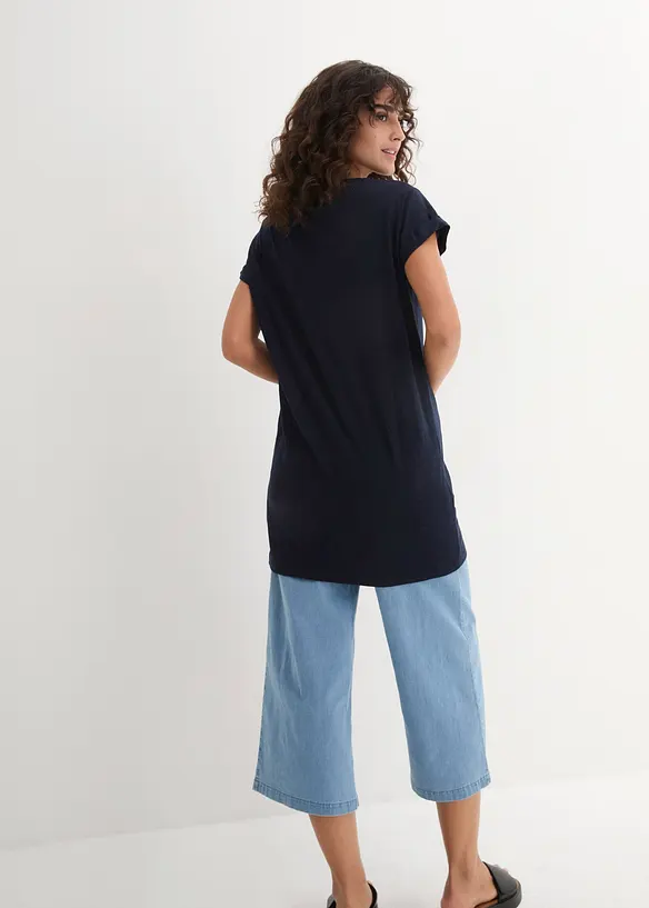 Boxy-Longshirt mit kurzen Ärmeln in blau von hinten (im Anschnitt) - bonprix Boxy-Longshirt mit kurzen Ärmeln in blau von hinten (im Anschnitt) - bonprix