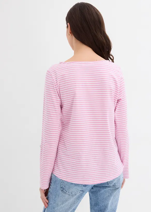 Langarmshirt aus reiner Baumwolle in rosa von hinten (im Anschnitt) - bonprix