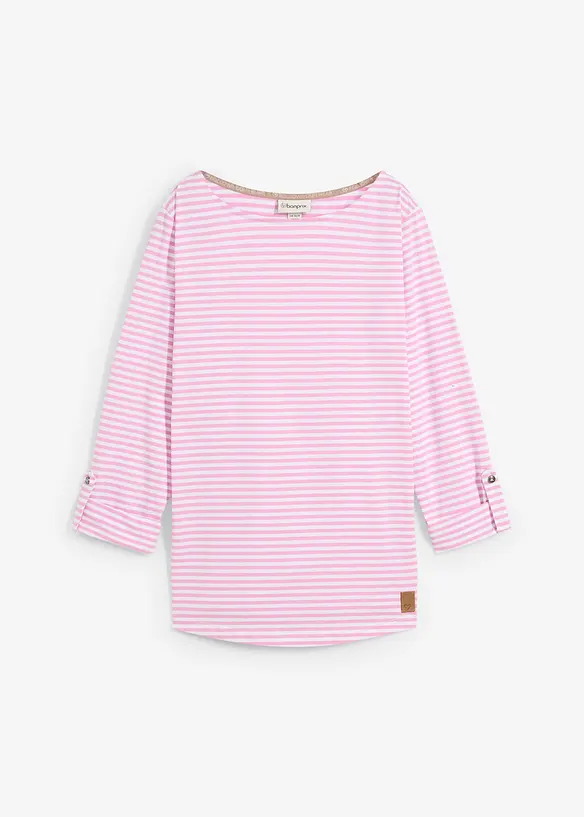 Langarmshirt aus reiner Baumwolle in rosa von vorne - bonprix