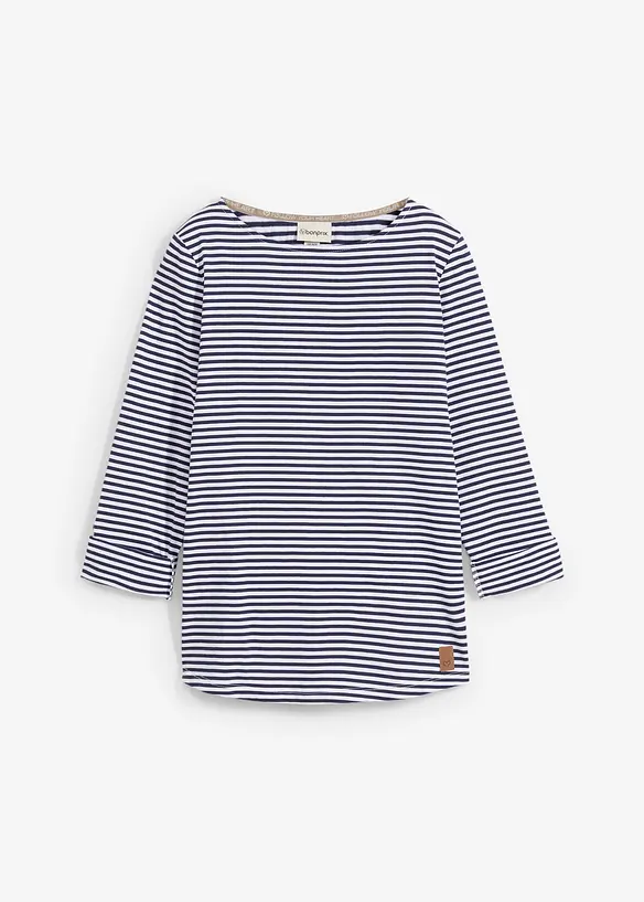 Langarmshirt aus reiner Baumwolle in blau von vorne - bonprix