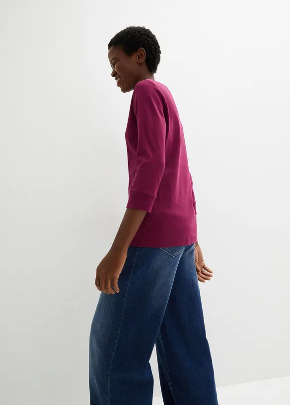 Langarmshirt aus reiner Bio-Baumwolle in lila von hinten (im Anschnitt) - bonprix