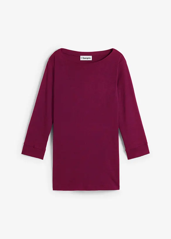 Langarmshirt aus reiner Bio-Baumwolle in lila von vorne - bonprix