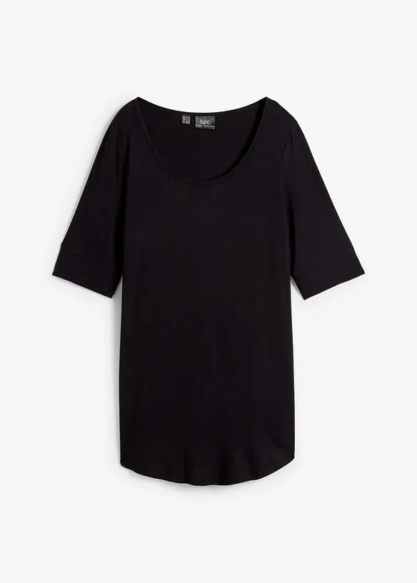 Long-Shirt aus softer Viskose in schwarz von vorne - bonprix