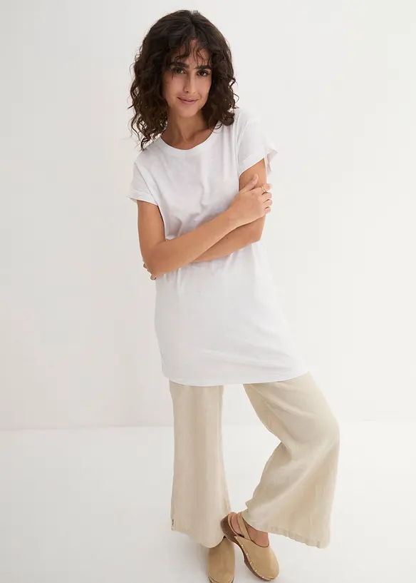 Boxy-Longshirt mit kurzen Ärmeln in weiß von vorne (im Anschnitt) - bonprix Boxy-Longshirt mit kurzen Ärmeln in weiß von vorne (im Anschnitt) - bonprix