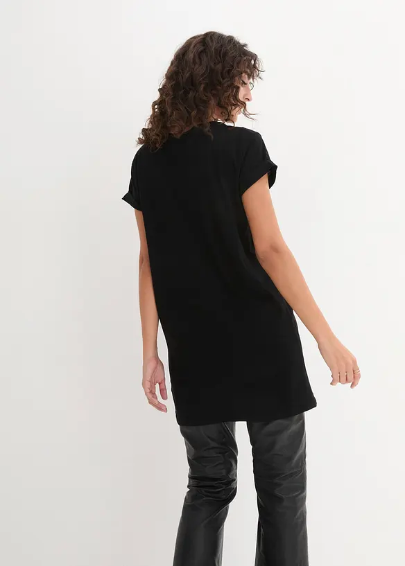 Boxy-Longshirt mit kurzen Ärmeln in schwarz von hinten (im Anschnitt) - bonprix Boxy-Longshirt mit kurzen Ärmeln in schwarz von hinten (im Anschnitt) - bonprix